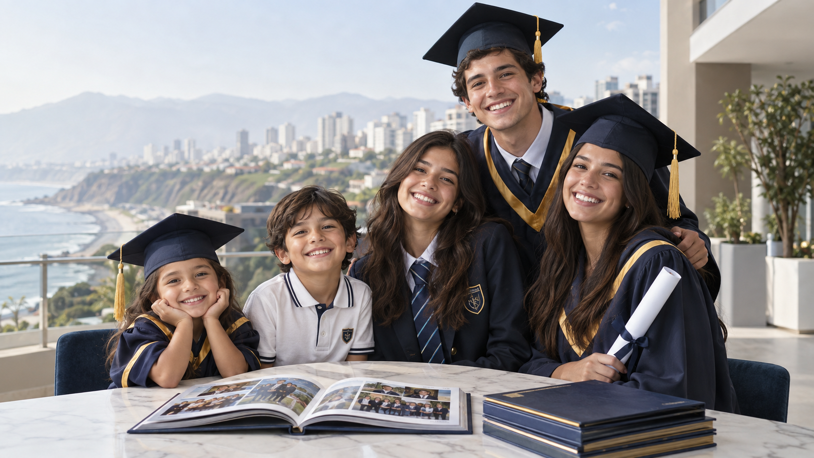 Anuario escolar de promoción con fotografía profesional en Lima